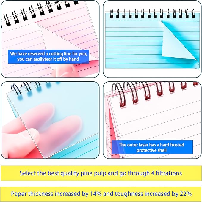 Colorful 1000 PCS Spiral Index Cards 3x5 Inch Flash Cards with Ring Lined Note Card Book Flashcards, Colored Ruled Card Pad Index Note Books 3 x 5 Notecards for Studying School Office Supply