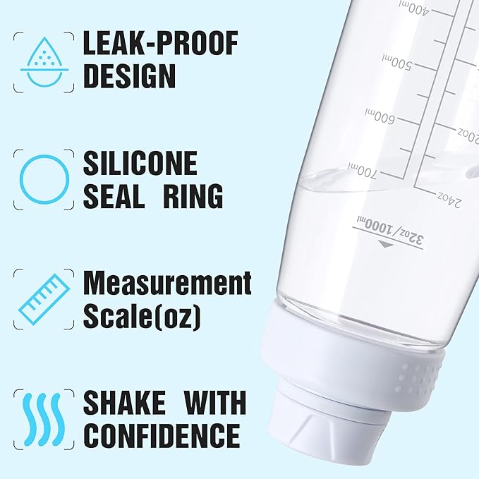 Water Bottle 32oz- BPA-Free Tritan Plastic Clear Water Bottle, Fast Flow Spout Lid, Wide Mouth & Leakproof Design Hiking Water Bottles Suitable for Travel, Outdoors, Gym, Travel, Home, School(Clear)