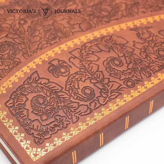 VICTORIA'S JOURNALS Magnet Journal, Carving Vintage Notebook Faux Leather Hard Cover Personal Diary Lined Pages Ribbon Bookmark, 8'' x 5.7''
