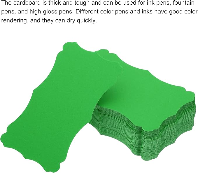 PATIKIL 3"x5" Blank Paper Business Cards, 120 Pack Small Index Flash Cards Words Message Note Card Mini Paper Tags Lace for DIY Gift, Green