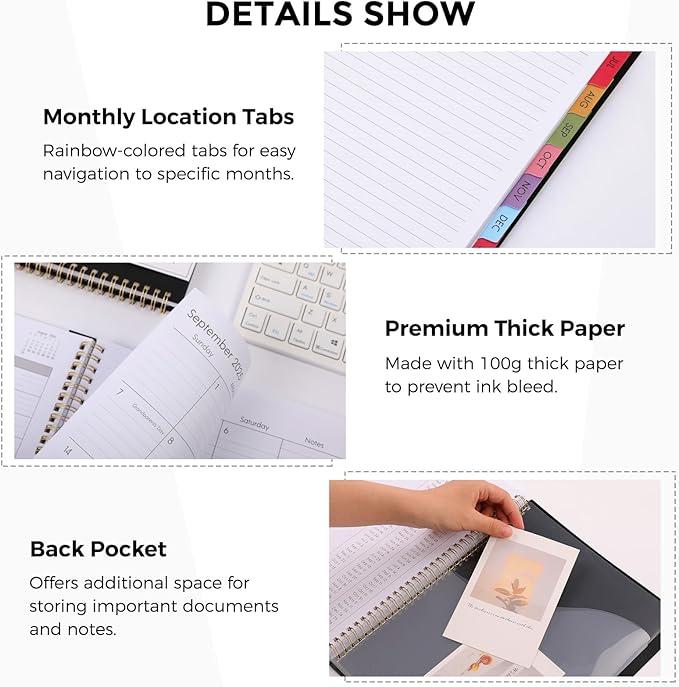 SKYDUE Appointment Book 2026-2027, Academic Hourly Planner from July 2026 - June 2027, 8.5" x 11" Weekly & Monthly Schedule Planner with 15-Minute Interval- Perfect for Daily Planning Black