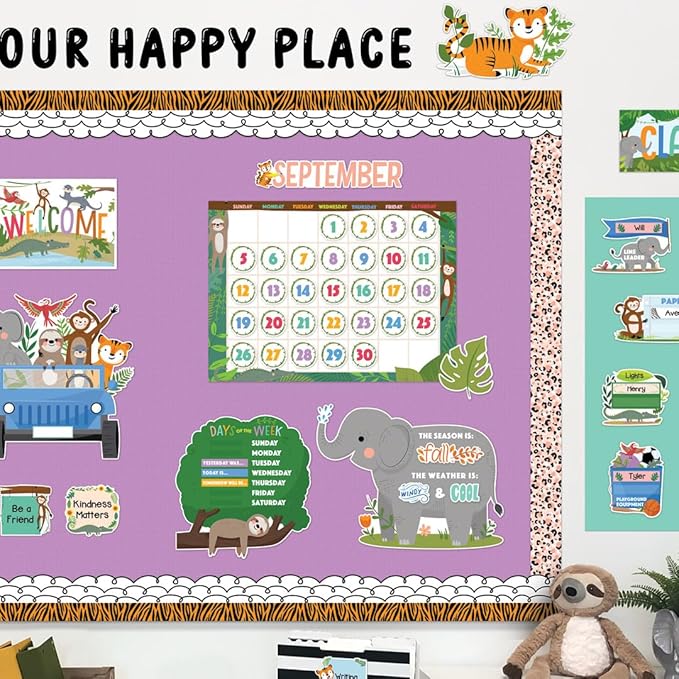 CTP Jungle Friends Calendar Set Bulletin Board Top Classroom Decorating Accents (Creative Teaching Press 10919)