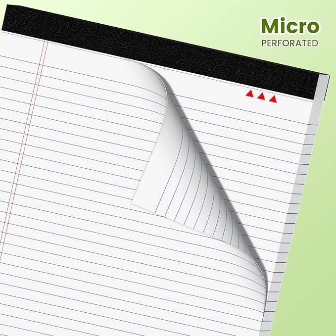 2-Pack 8.5x11 Inch College Ruled Note Pads - 50 Sheets per Pad White Notepad, Narrow Ruled Legal Pads for School, Office, and Home - Thick, Leak-Resistant Paper for Clean Writing, Pads of Paper