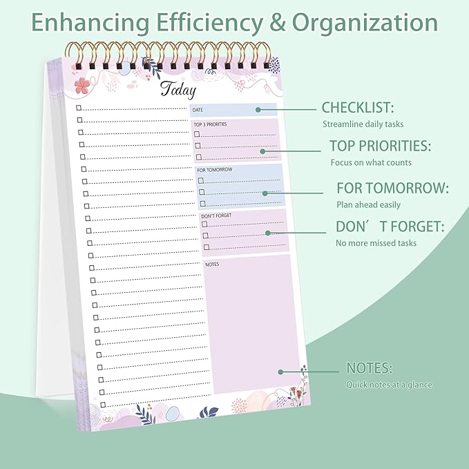 Thboxes 2 Packs To Do List Notepad, 104 Pages To Do List Notebook A5 Undated Daily Planner Notepad with Task Checklist Home Office School Supplies