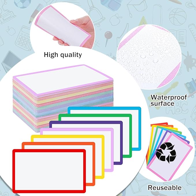 Harloon 100 Pcs Dry Erase Index Cards 3 x 5 Inch Laminated Reusable Dry Erase Note Cards Sheets for Office Home Housework to Do Lis(Multicolored)