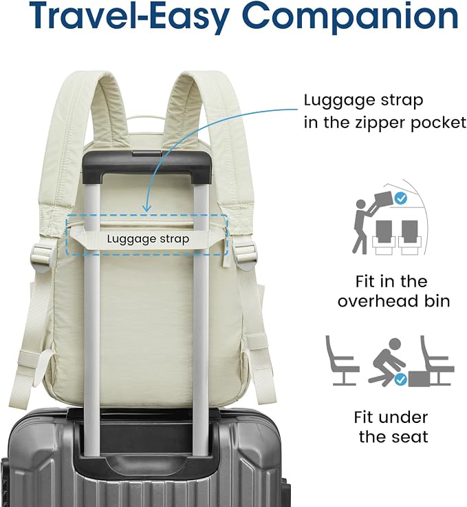 G4Free Small Backpack for Women, lightweight Daypacks for Travel School | Water-resistant Nylon Backpack, fits 13.3" laptop, Multi-pockets, Trolley strap, Comfy padded straps