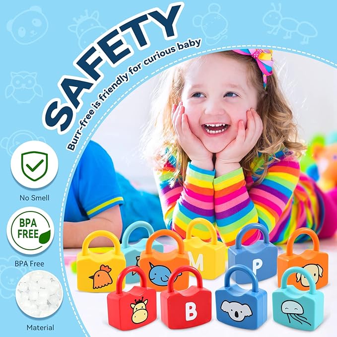 Alphabet Learning Toys, Lock and Key Toddler Toy for Ages 2-4, Preschool Learning Activities, Kindergarten Classroom Must Haves, ABC Montessori Toys for 3 Year Old