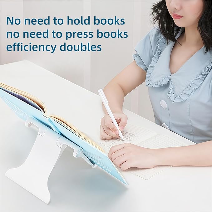 Travel Mini Book Holders for Reading Hands Free - Portable and Adjustable Book Stand for Reading, Two-in-one (Ideal for Light Books & Tablets – Not for Heavy Hardcovers | White)