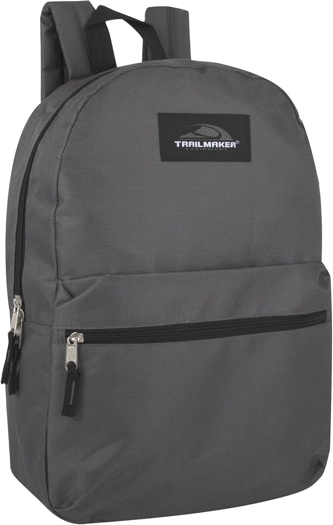 Trail maker 24 Pack- Classic 17 Inch Backpacks in Bulk Wholesale Back Packs for Boys and Girls (Gray)