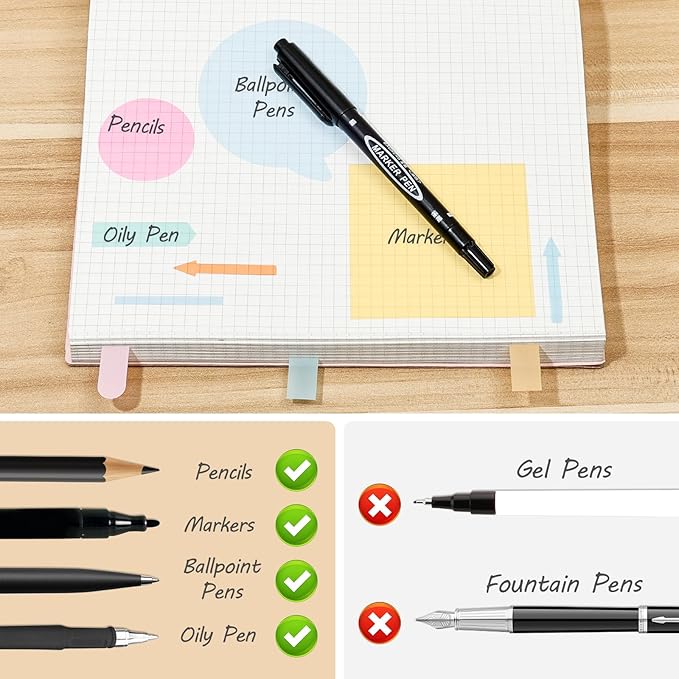 BAYTORY 1700 Sheets Transparent Sticky Notes, 4Pcs Double Maker Pens, See Through Clear Index Tabs, Self-Adhesive Translucent Memo Pads for Bible Accessories (Light Colors)