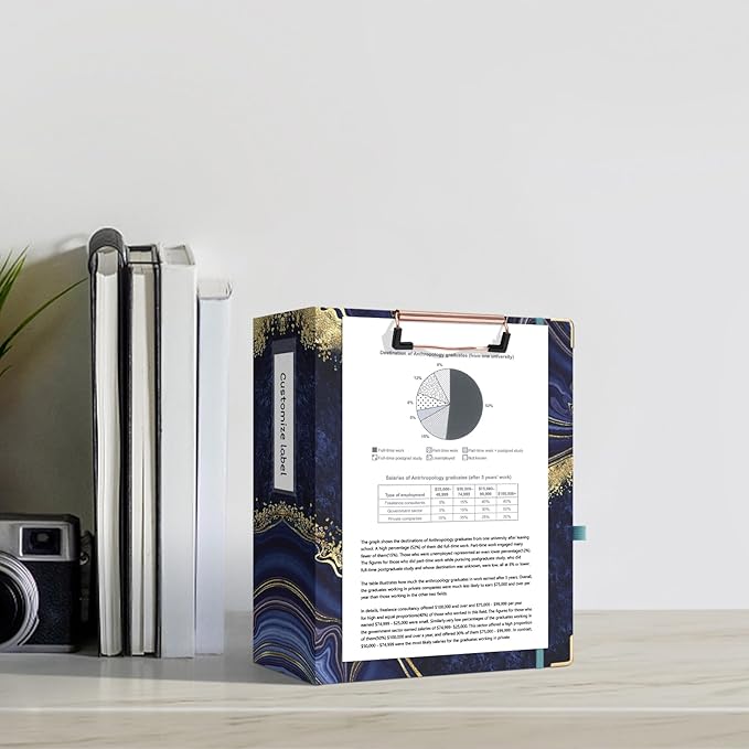 Ospelelf Mini 3-Ring Binder, 2-Inch, Cute for 5.5" x 8.5" with 5 Tab Dividers, File Folder Labels and Low Profile Clipboards, Blue Marble for School and Office