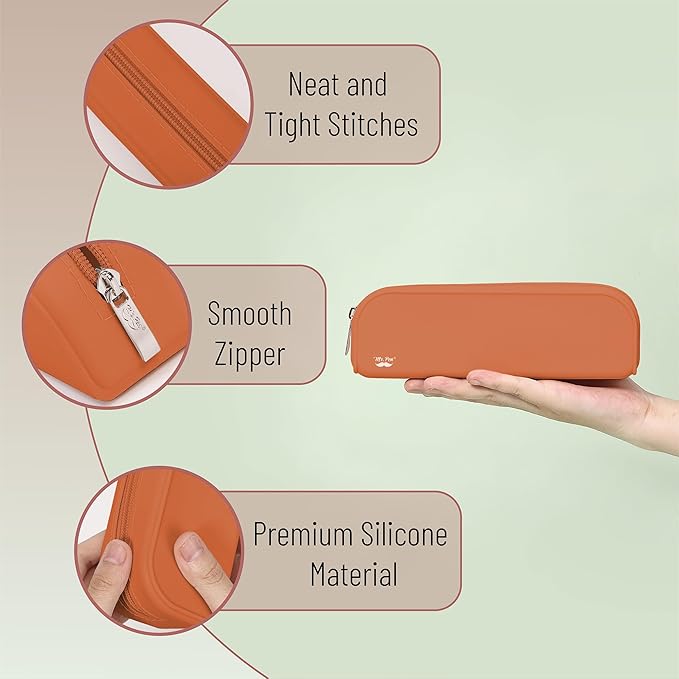 Mr. Pen- Silicone Pencil Case, Aesthetic Pencil Bag for Women, Makeup Pouch, Multifunctional Pouch for Stationery, Cosmetics and Electrical Goods Storage
