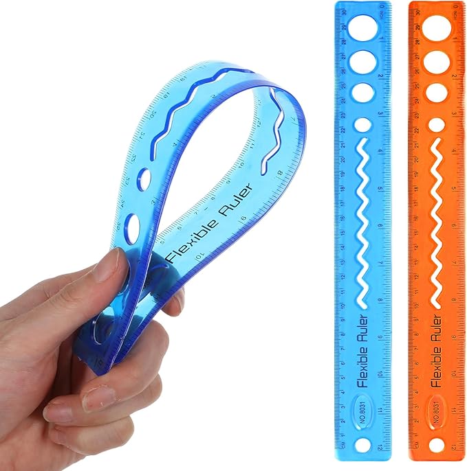 Nogeqi 2 Pcs Flexible Ruler 30cm Plastic Ruler 12 Inch Soft Reglas Escolares Flexibles with Centimeters and Inches Bendable Translucent Shatterproof for Adults Home Office Supplies Classroom