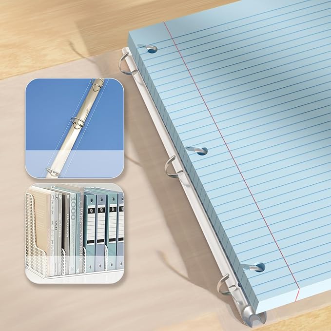 Blue Loose Leaf Paper 200 Sheets Colored Filler Paper 2 Pack 8 * 10.5 College Ruled 3-Hole Punched Paper for 3-Ring Binders Notebook Lined 8" x 10.5"