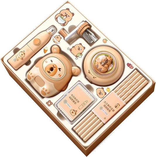 Capybara Stationery Set, Kids Stationery Kit, Colorful School Supplies for Students, Electric Eraser Pencils, Animal Pencil Sharpener, Homeschool Classroom for Elementary and Middle School