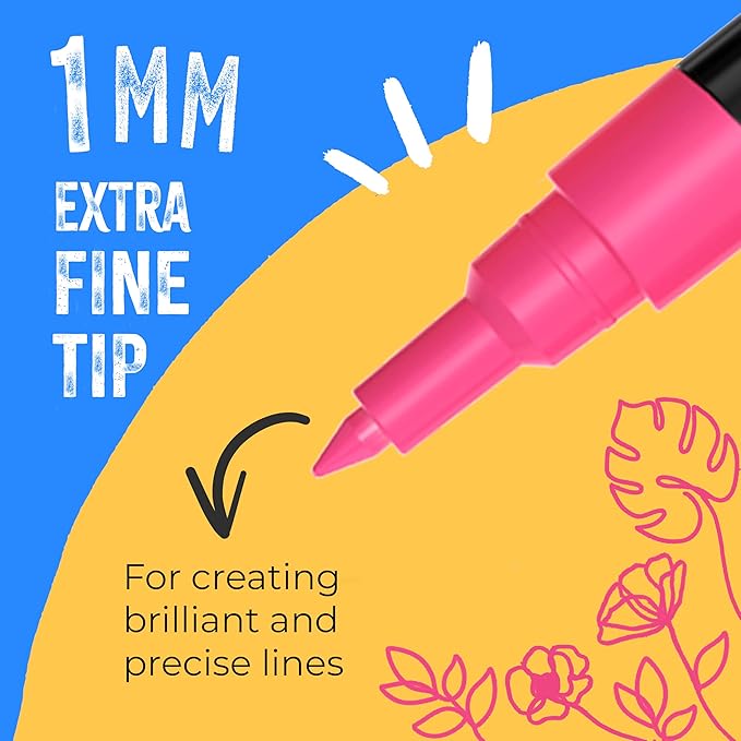 Chalkola Extra Fine Tip Chalk Markers for Blackboard & Glass (Pack of 16, 1mm Point) | Window Marker, Liquid Chalk Pens for Acrylic Dry Erase Board, Mirror, Car | Thin Chalkboard Markers Erasable