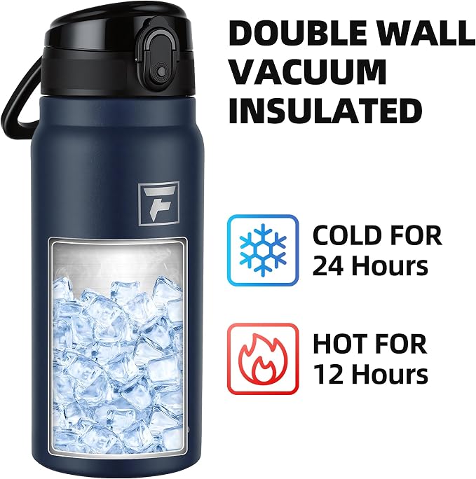 Fanhaw 20 Oz Insulated Stainless Steel Water Bottle with Chug Lid – Wide Mouth, Leak-Proof, BPA-Free – Ideal for Kids, Adults, Sports, Gym, and Outdoor Use (Navy Blue)