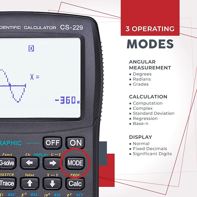 CATIGA Scientific Calculator with Graphic Functions, Upgraded Multi-Mode Graphing Calculators for Students, High School & College Calculator Scientific, Calculadora Cientifica, CS-229