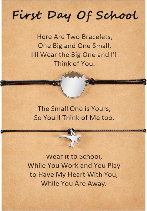 Back to School Gifts Mommy and Me Bracelet First Day of School Matching Wish Bracelets Set for Mother Daughter Son Women Teen Girls Boys Jewelry Gift