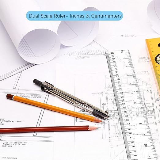 【Individually Wrapped】- 7 Pack Clear Plastic Ruler 12 inch, Transparent Straight Ruler with Metric and Inches, Drawing Ruler Set, Kids Rulers Bulk for Student Classroom School Office Home Supplies