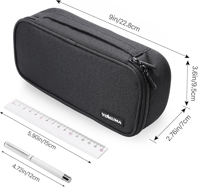 YOKUMA Pencil Case,Large Capacity Pencil Pouch,Aesthetic Zipper Pencil Box, Back to School Supplies for College Student Teen Adults,Travel Essentials,Electronic Cable Organize