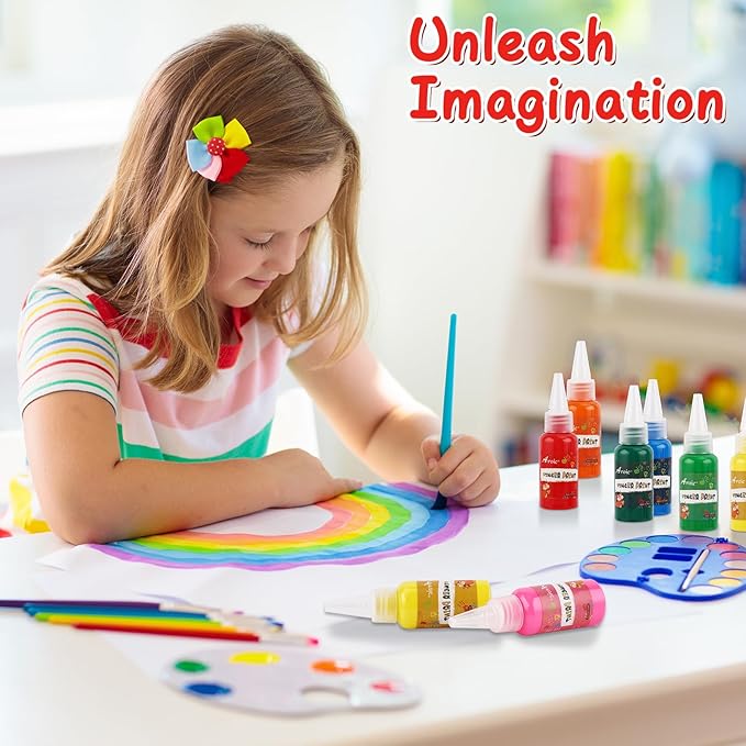 12 Color Washable Finger Paint set, Non Toxic Finger Paints Set with Gift Box for Kids Early Learning, Art Painting Supplies for Boys Girls Gifts, Hand Painting DIY Crafts