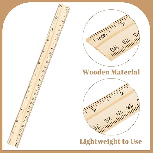 80 Pack Wooden Ruler 12 Inch, Rulers Bulk Wood Measuring Ruler for Students Teachers Classroom,2 Scale