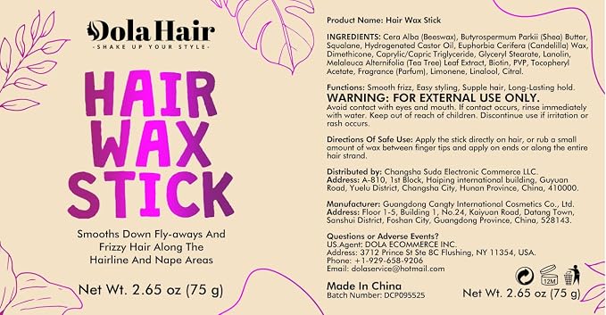 Dolahair Hair Wax Stick for Flyaways, Smoothing, and Slick Back - Hair Pomade for Women and Kids (2 Pack)