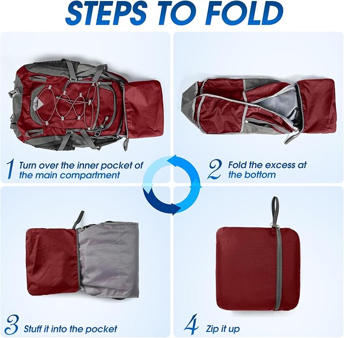IGOLUMON Hiking Backpack 40L Packable Lightweight Camping Daypack Men Women | Multi-compartment storage Water-resistant Foldable Nylon Material Hiking Day pack for Camping Cycling Outdoor
