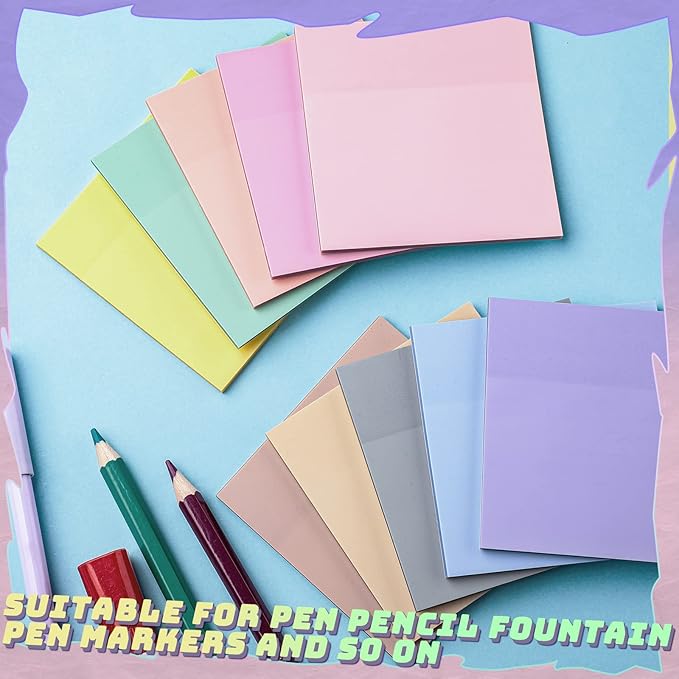 Jetec 500 Sheets Transparent Sticky Notes Bulk 3x3 Pastel See Through Sticky Notes Clear Books Annotation Tabs Self Adhesive Waterproof Translucent Memo Pad for Office Bible(Mixed Color,Vintage)