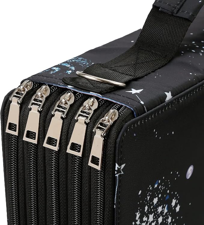 600-Slot Colored Pencil Case, 5-Layer Zipper with Shoulder strap and Handle | Organizer Bag for Pencil Storage Case for Artist Painter Office Sketch Travel Supplies