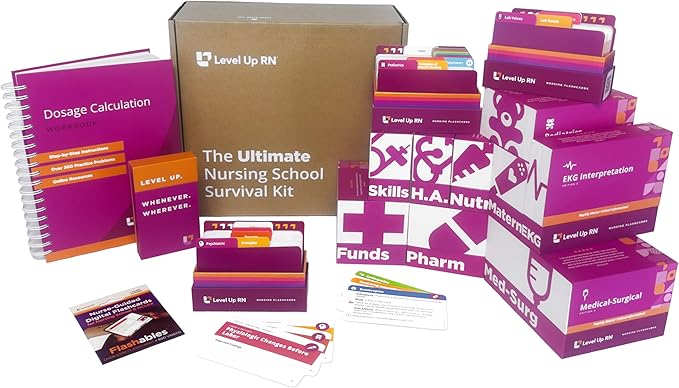 Ultimate Nursing School Survival Kit – Over 1900 Flash Cards for 11 Core Nursing School Subjects – Includes Dosage Calculations Workbook – Only Essential 2026 NCLEX ATI HESI Tested Info