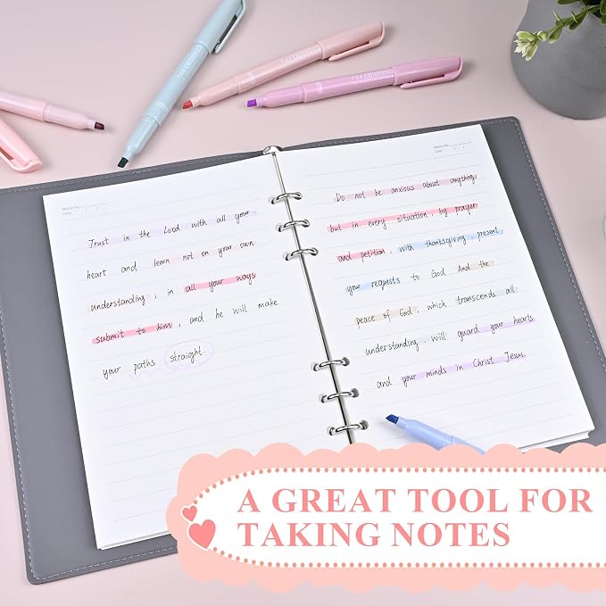 7-ackz Pastel Bible Highlighter Markers 8 Pack, No Bleed, Cute Aesthetic Highlighters Assorted Colors Dry Quickly for Bible Study Journaling, Textbook Motivational Gift for Christians, Friends
