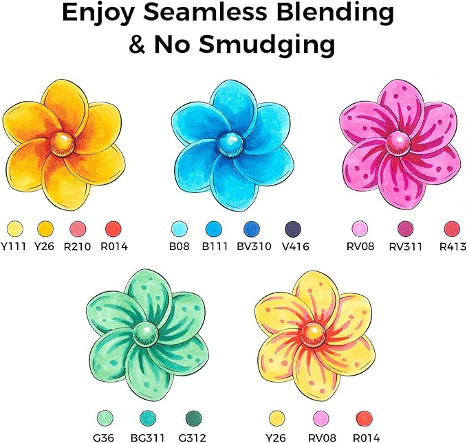 Ohuhu Alcohol Markers 48 Colors Brush& Soft Chisel AP Certified Refillable