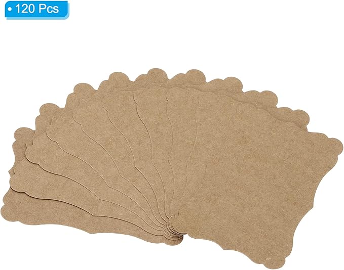 PATIKIL 3.7"x2.4" Blank Paper Business Cards, 120 Pack Small Index Flash Cards Words Message Note Card Mini Paper Tags Lace for DIY Gift, Brown