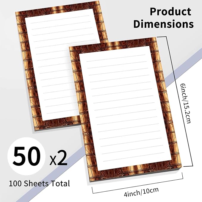 2 Pack Lined Sticky Notes 4x6 in, Cute Self-Stick Notepads with Lines, Large Memo Pads Strong Adhesive for Office, Home Crocodile Pattern