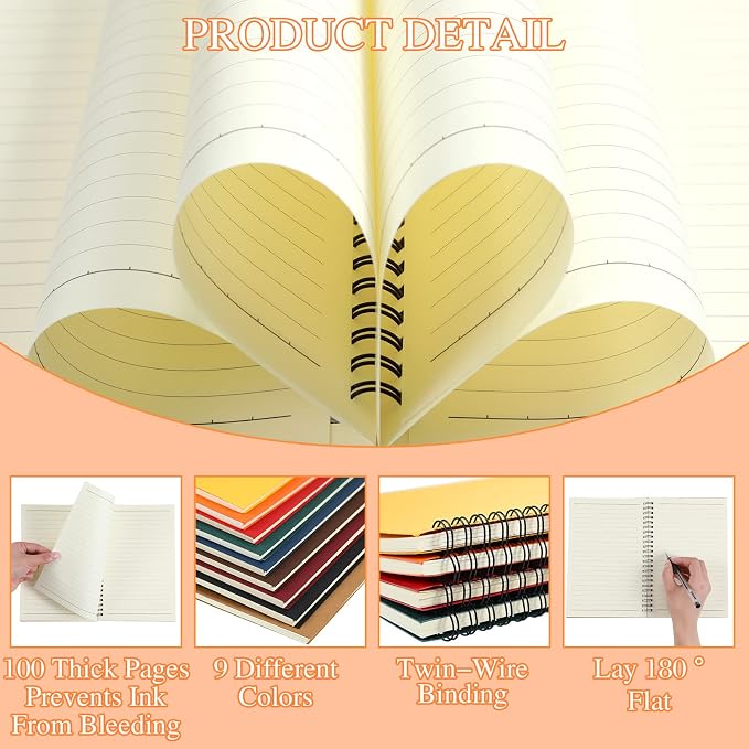 Yahenda 36 Pcs Spiral Notebooks, 1 Subject, Wide Ruled, Multi Color
