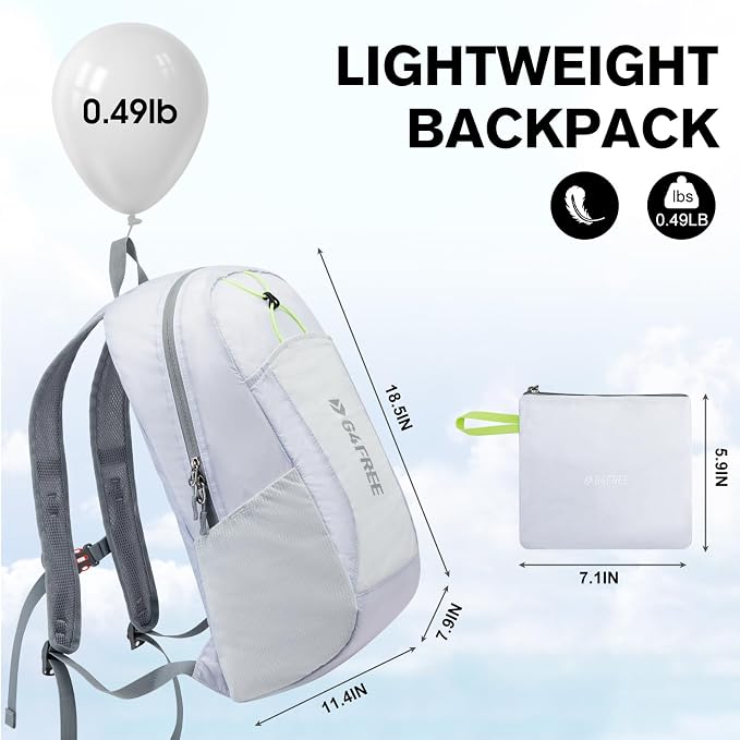 G4Free 24L Lightweight Packable Hiking Backpack Sport Travel Daypack Water Resistant for Women Men | Water Resistant Material, 11.4*7.9*18.5 in, Outdoor Sports, Travel, Hiking, Day trips, Cycling, Daily Use, Foldable Backpack