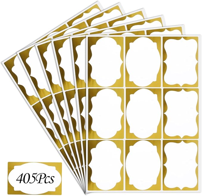 Utron 405PCS Gold Name Tags, 2.25"x 3.5" Name Tag Stickers with Gold Border, Name Tags for School, Home, Office, Party, Meeting