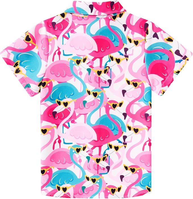 Enlifety 2-10T Kids Hawaiian Shirt Boys Short Sleeve Button Down Shirts Hawaii Summer Casual Blouse