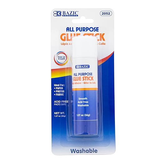 BAZIC Products Premium Jumbo Glue Stick 36g/1.27 Oz, Multi-Purpose Acid Free, Glue Sticks, for Photos Paper Kids Art Craft at School Home Office, 144-Pack