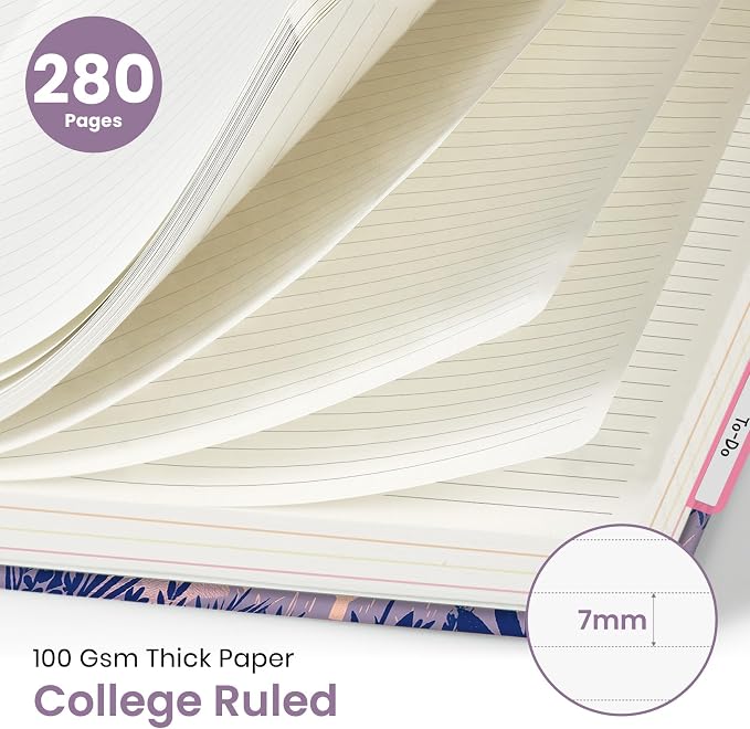 Taja Pretty Large Spiral Lined Notebook for Work with 5 Removable Dividers