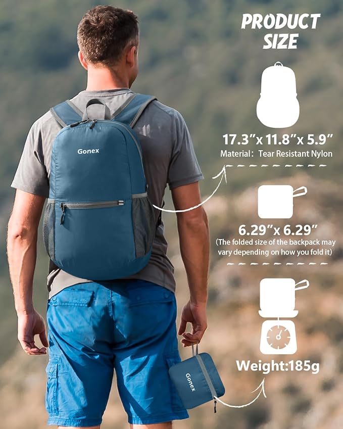 Gonex Ultra Lightweight Packable Backpack Daypack Handy Foldable Camping Outdoor Travel Cycling Backpacking