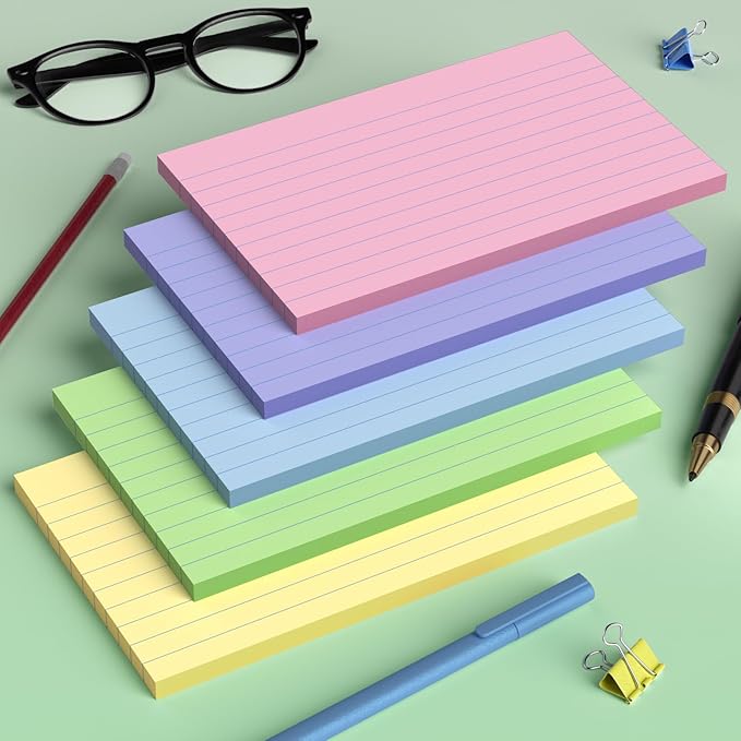 Index Cards 5x8, 100 Sheets, Ruled Color Flash Cards for Effective Studying and Note-Taking, Premium Note Cards, Essential School Supplies for College & Office, Home Organization & Study Supplies