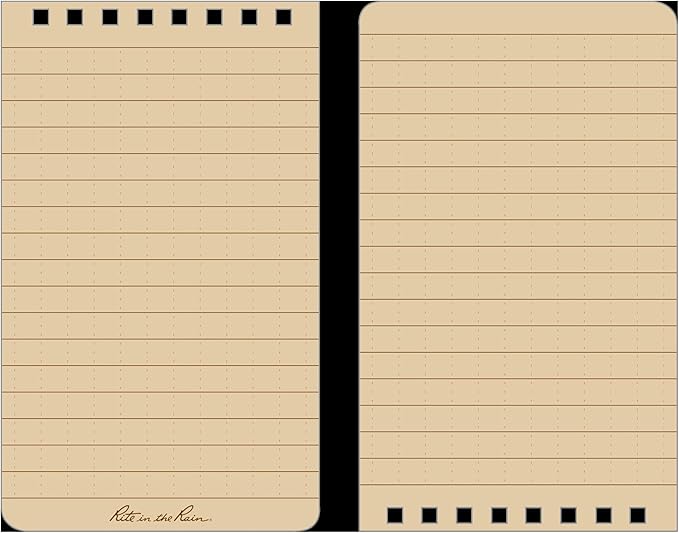 Rite in the Rain Weatherproof Top Spiral Notebook, 3" x 5", Brown Cover, Universal Pattern, 3 Pack (No. 435-3X)