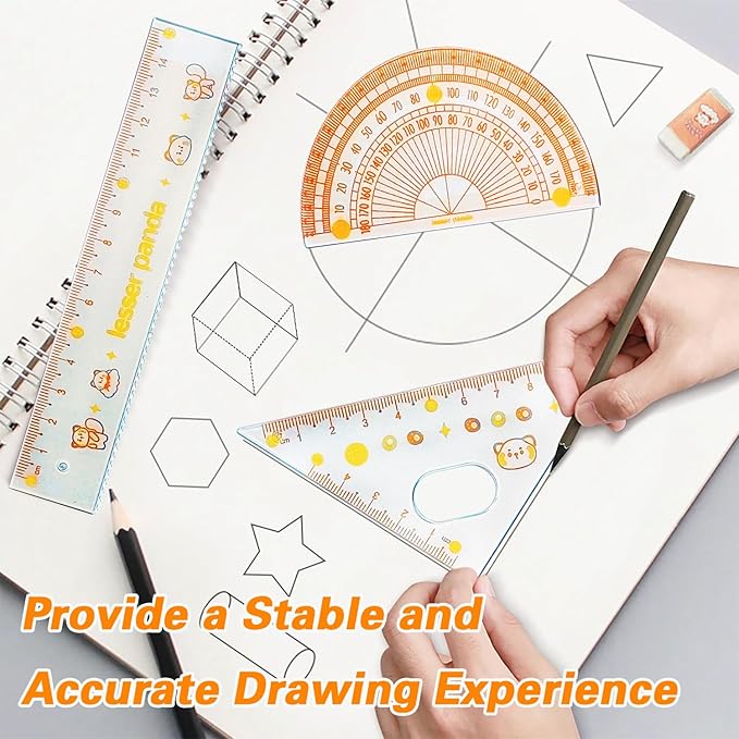 7Pcs Geometry Set for Students – Math Protractor, Compass Geometry Tool, Ruler & Mechanical Pencil, Back to School Math Kit for Kids, School Supplies for Classroom, Drafting Tools with Case