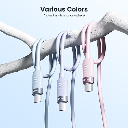 toocki USB C to USB C Cable [3Pack,6ft] 60W Fast Charging Type C Silicone Cord Compatible with iPhone 17 16 15 Pro Plus Pro Max Air, iPad Pro, Galaxy S25, Switch, MacBook Air, Pixel