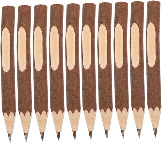 Healeved Wooden Ballpoint Pens Natural Tree Bark Texture 13cm Biodegradable Ballpoint Pen 10pcs Comfortable Grip for Office and School Use