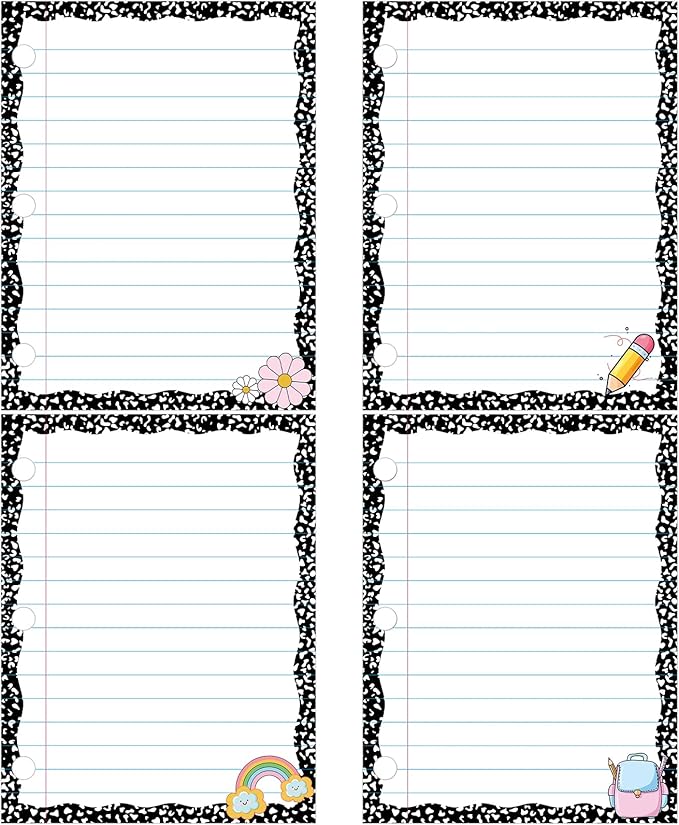 Redbaker 4 Pcs 10.5"x8" Composition Notebook Magnetic Paper Erasable & Writable Handwriting Lined Paper for Classroom School Whiteboard Blackboard Office Teacher Must Have Homeschool Teaching Supplies