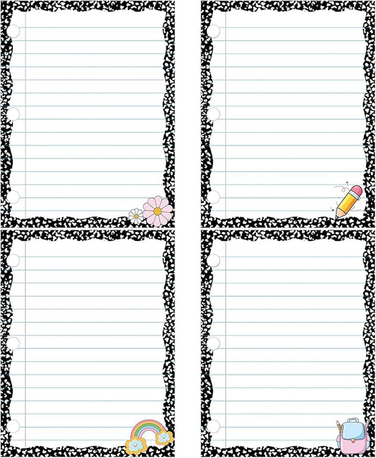 Redbaker 4 Pcs 10.5"x8" Composition Notebook Magnetic Paper Erasable & Writable Handwriting Lined Paper for Classroom School Whiteboard Blackboard Office Teacher Must Have Homeschool Teaching Supplies